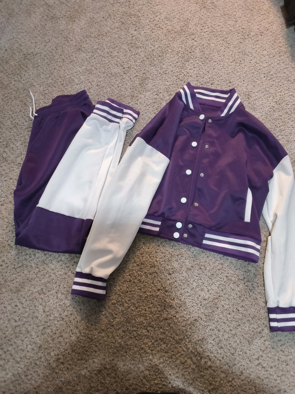 Purple & White Varsity Jacket Set